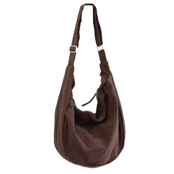 Nylon Crescent Crossbody Bag Men Casual Tote HandbagBrown V >:) - Picture 1 of 8